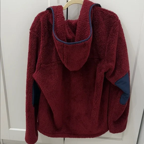 North Face Pullover Hoodie Mens LARGE Red/Maroon Sherpa Fleece Hooded Jacket L - Picture 3 of 3